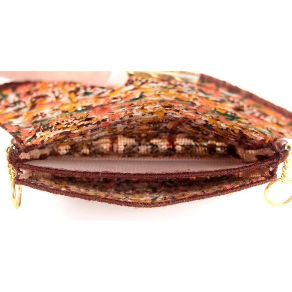 HANDMADE EMBROIDERED MULTICOLOR TAPESTRY WOOD HANDLE FLAP POCKETBOOK HANDBAG - Picture 9 of 14